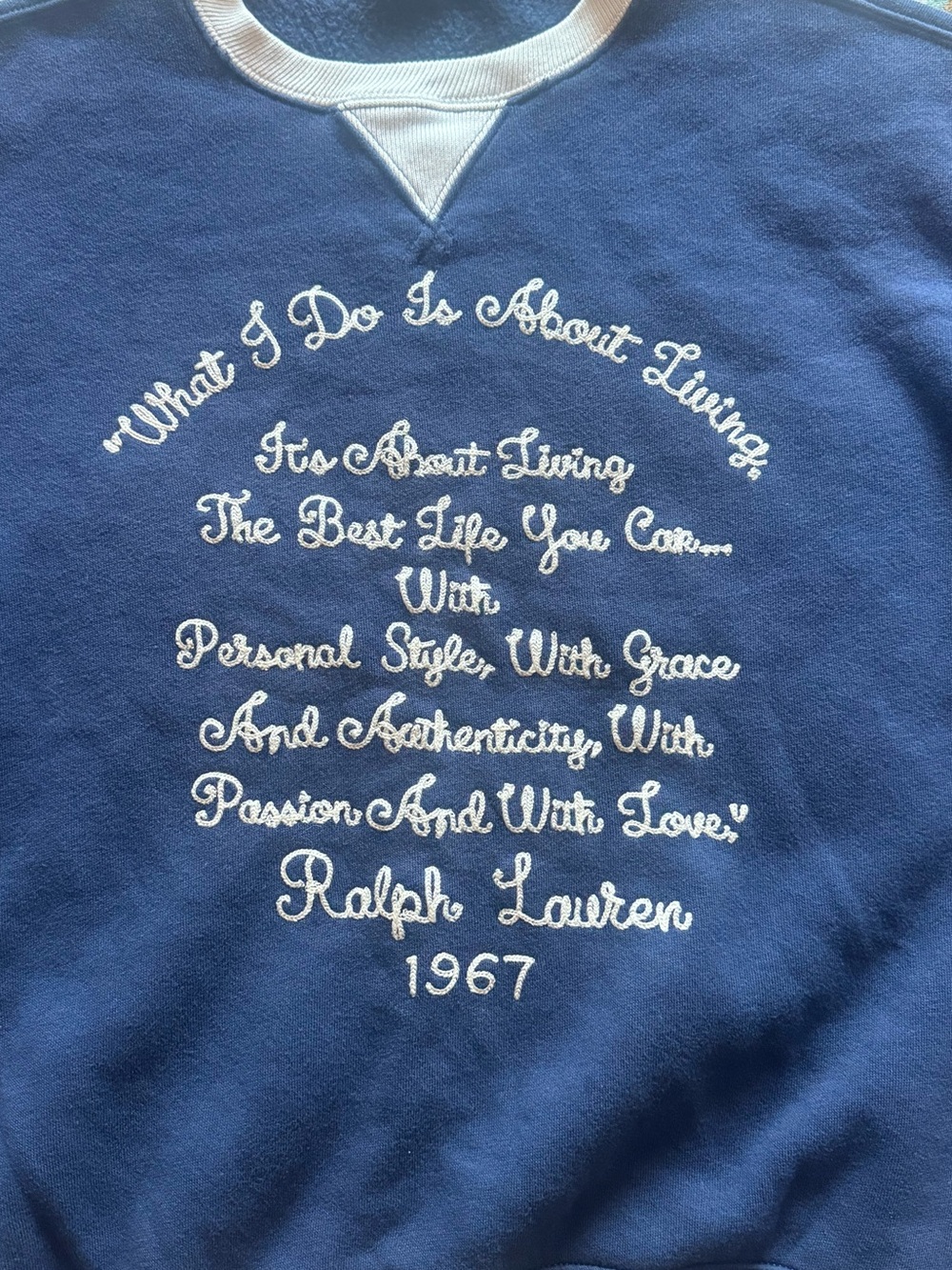Ralph Lauren Chain Stitched Quote Fleece Sweatshirt - Picture 3 of 10
